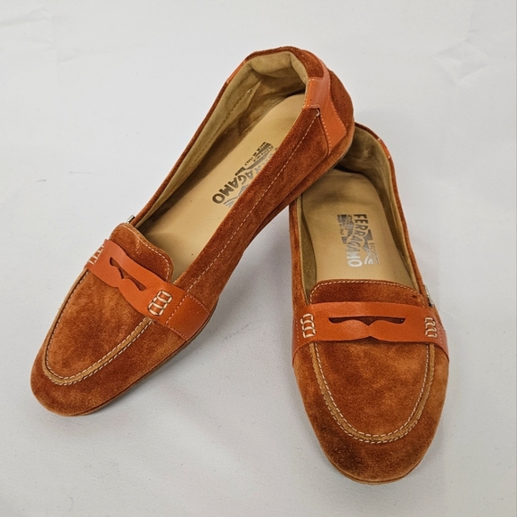 Salvatore Ferragamo Shoes - Salvatore Ferragamo Suede Loafers In Burnt Orange Size 8.5 M